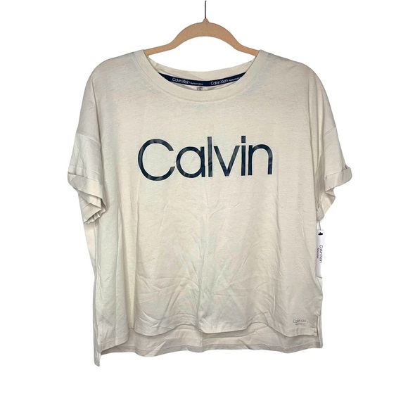 CALVIN KLEIN PERFORMANCE 100% Cotton Rolled Cuff Crop Top XL NWT - Picture 1 of 8